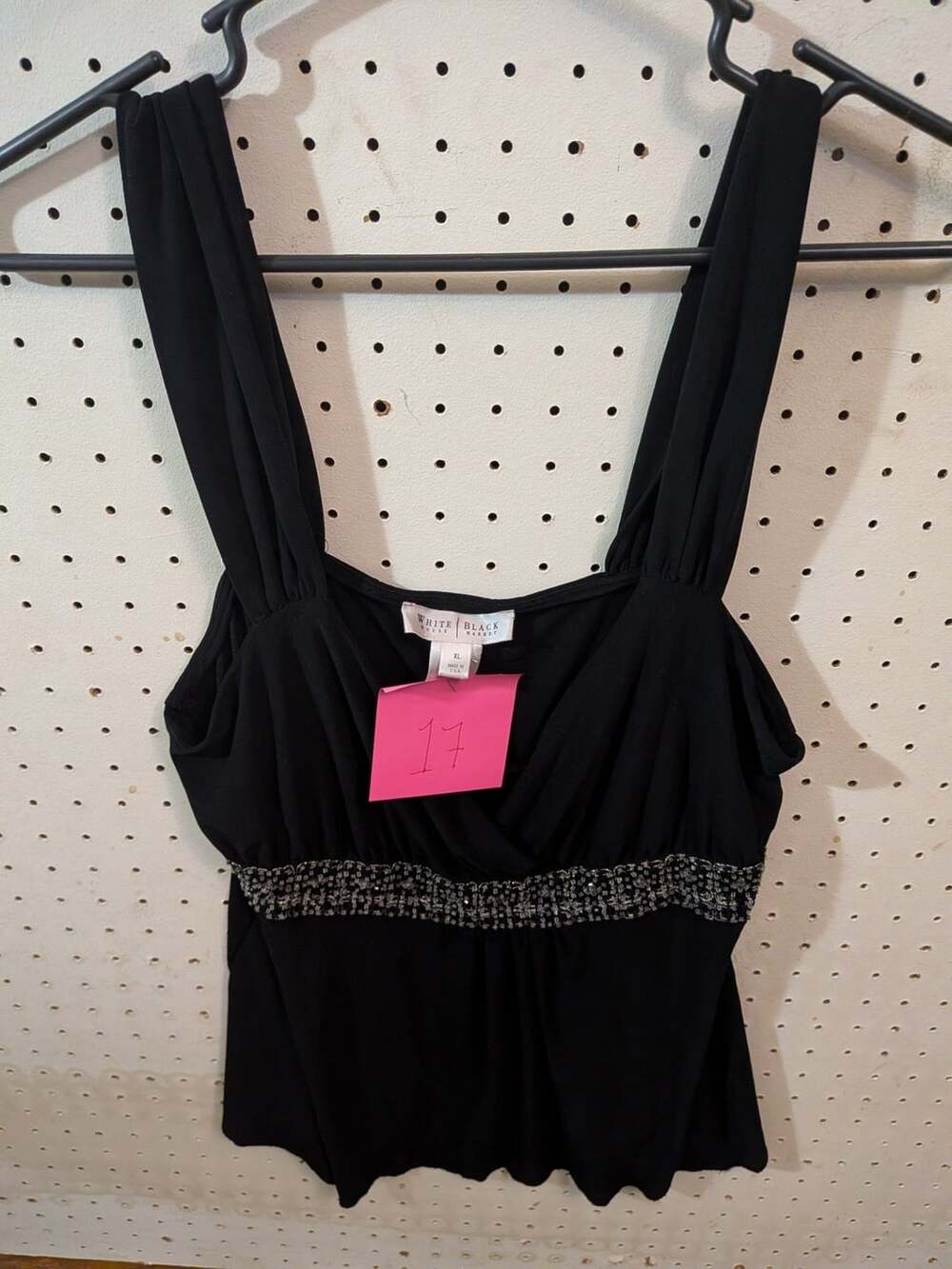 White House Black Market Black Sleeveless Tank Top with Beaded Waist Detail